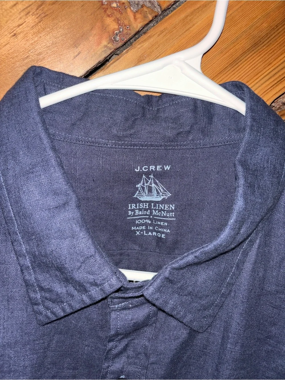 J. Crew Men's Dark Navy Button-Down Linen Shirt